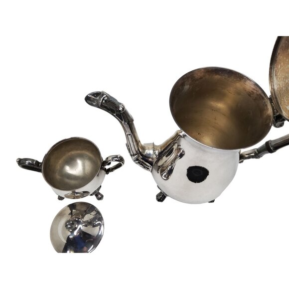 vintage pair of silver plate tea pot with sugar bowl. - Picture 4 of 5